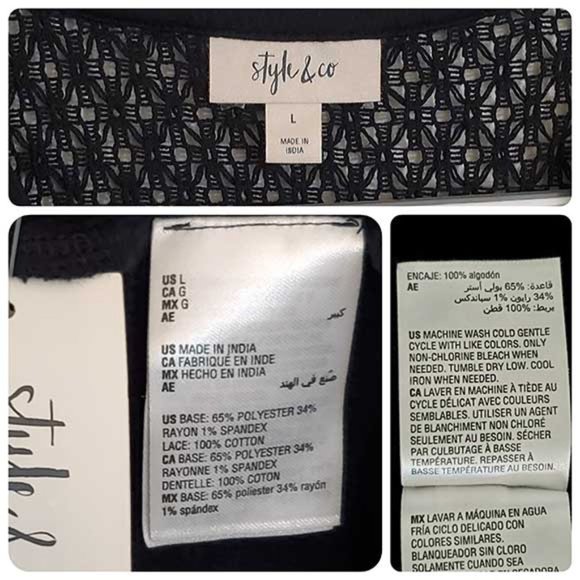 Style & Co black crocheted Split Neck lace top - Picture 4 of 4